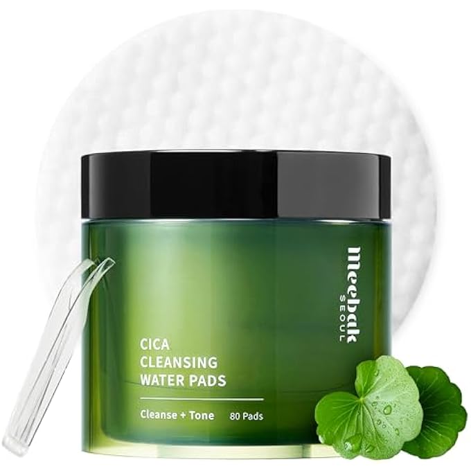 Meebak CICA WATER FACIAL CLEANSING PADS FOR FACE, PORES, EXFOLIATING, KOREAN MAKEUP REMOVER 80CT - Image 1